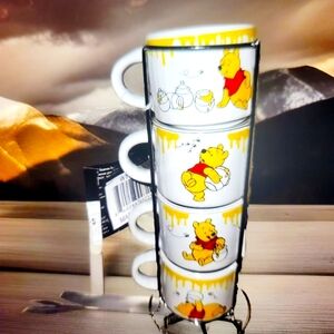 NEW Disney 4 Stacked Lilo & Stitch Expresso Mini Coffee Mug set in Stand